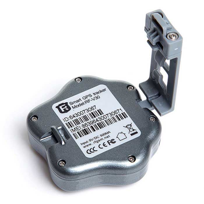 GPS Tracker lokátor RF-V30 GSM/GPRS/GPS pro kočky a psy - stříbrný