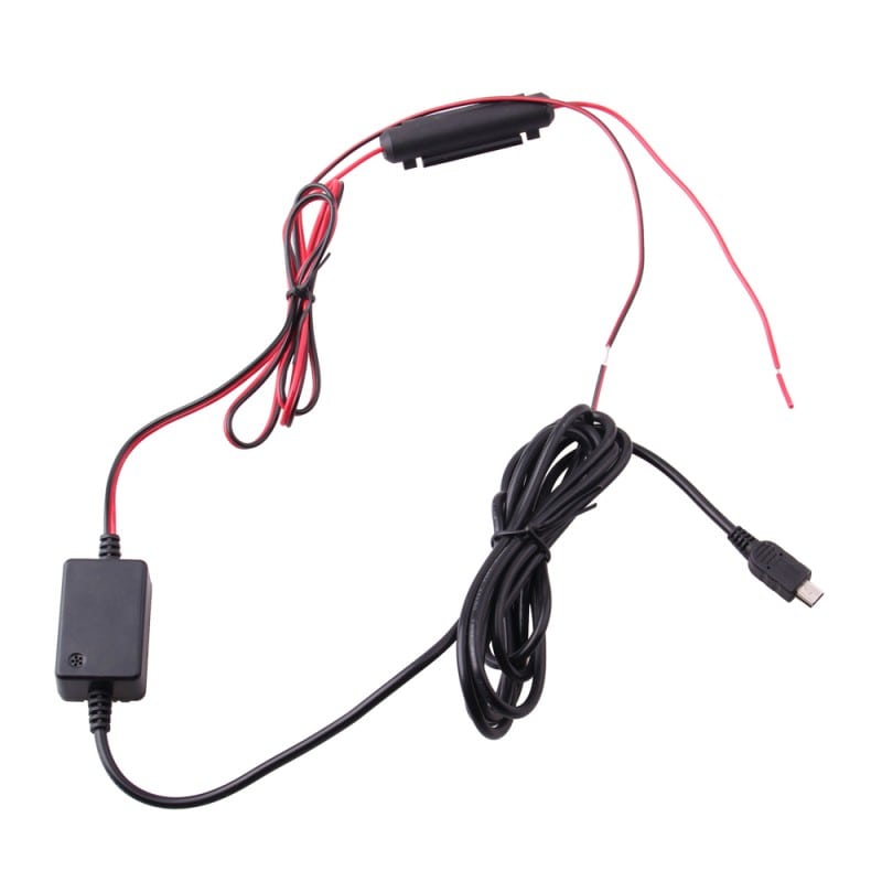 Kabel / měnič 12/24V na 5V MINI USB pro autokamery / černé skřínky 